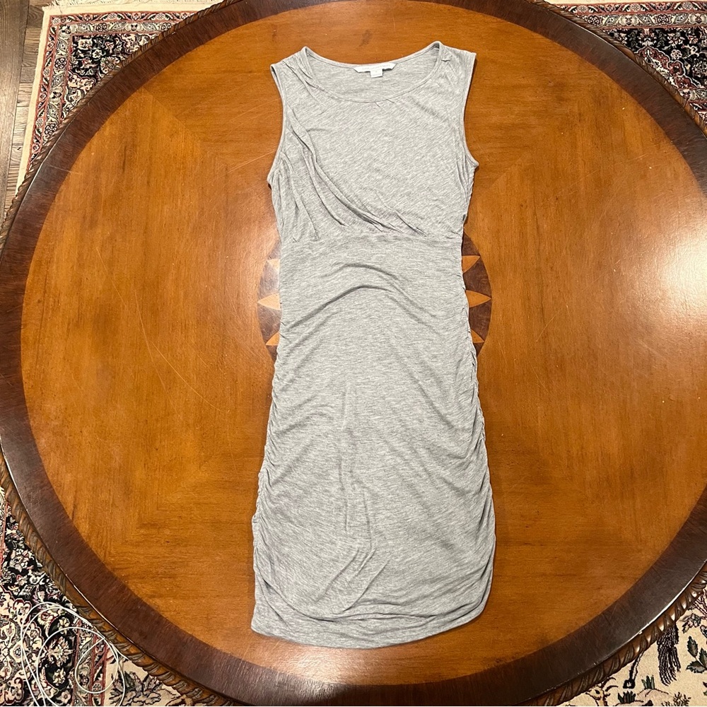 DVF Diane Von Furtenberg Angelina Ruched Jersey Dress Gray Medium Draped Mini - Picture 4 of 16